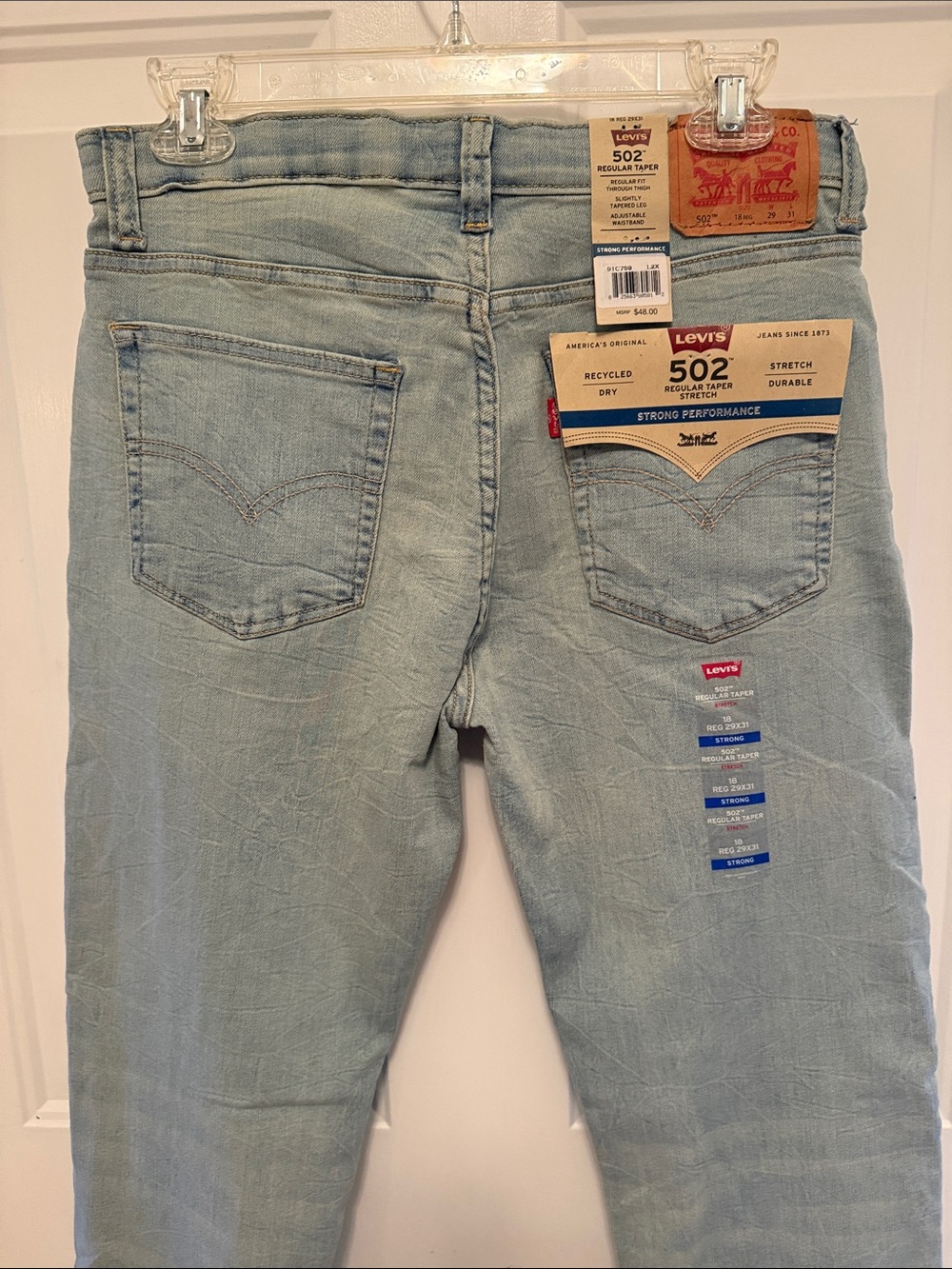 Levi’s 502 regular taper stretch boys Jean size 18 29 x 31 adjustable waist